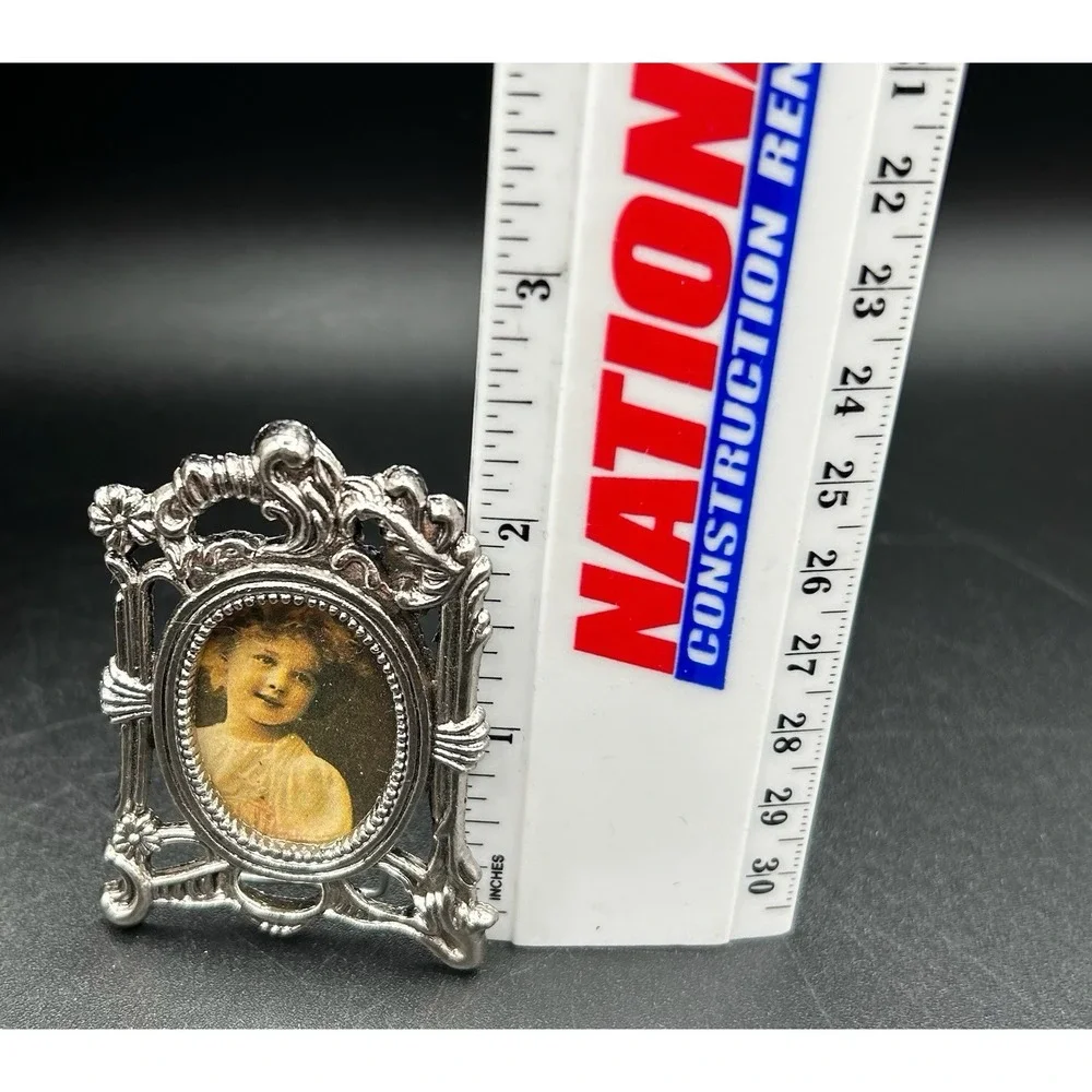 Lot Of 5 Cherub Oval Picture Frame Silver Tone Victorian Rococo Tabletop Mini
